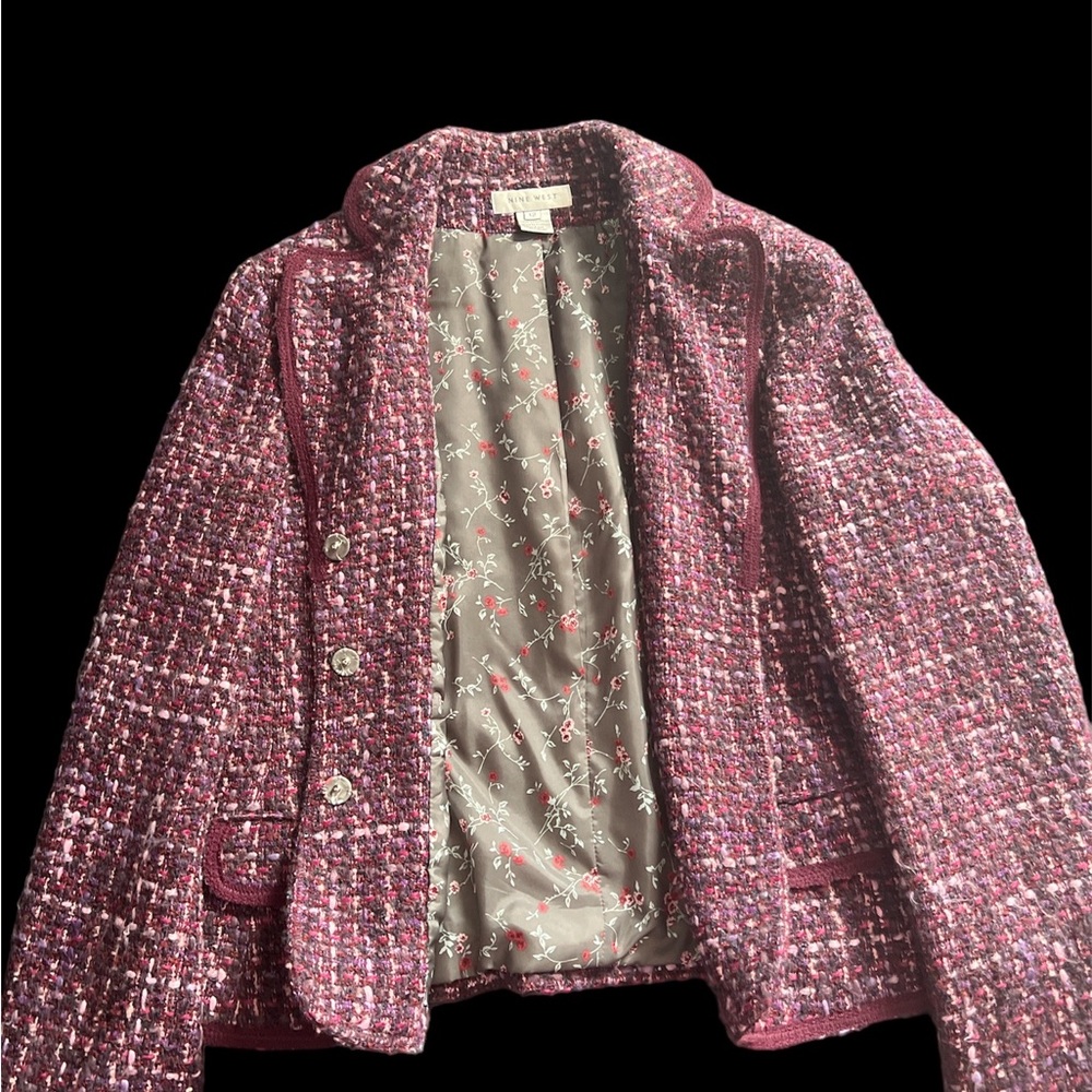 Nine West purple wool blazer with floral lining